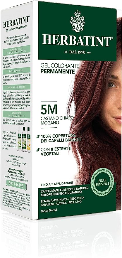 Gel colorante permanente Herbatint 5M Castano Chiaro Mogano (