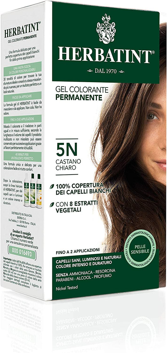 Gel colorante permanente Herbatint 5 N castano chiaro (150 ml)