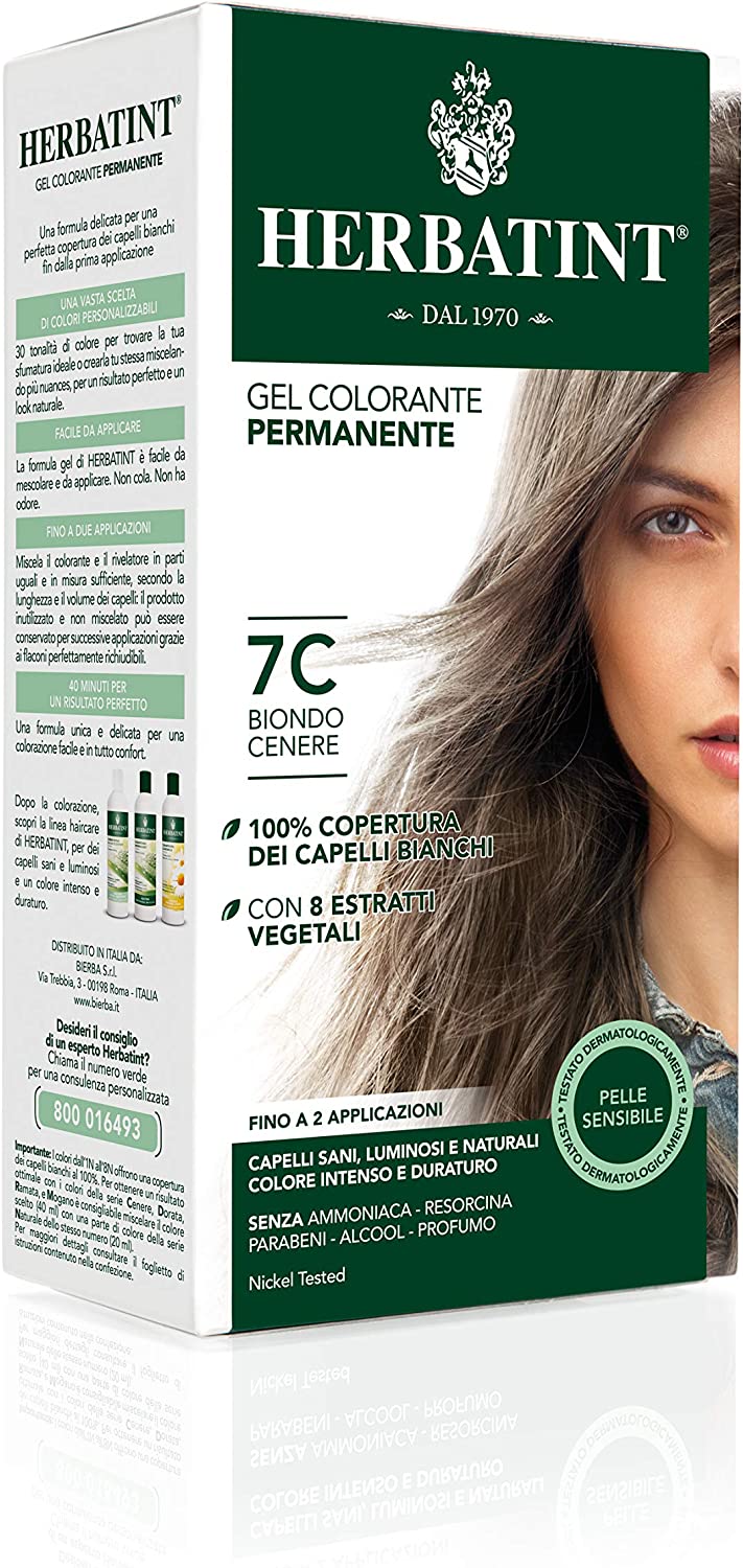 Gel colorante permanente Herbatint 7C Biondo Cenere (150 ml)